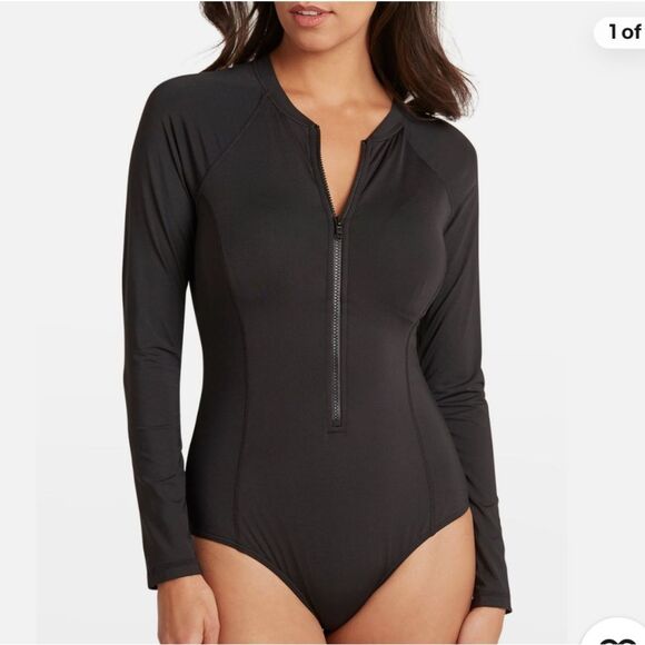 Sea Level Long Sleeve One-Piece Swimsuit Black Size 6 - Picture 1 of 8